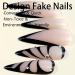 Buy MISUD Long Stiletto Press on Nails - Glossy Black French Tip Fake Nails with Rhinestones & Butterfly Design - 24 pcs Acrylic Nail Set - Fast International Shipping - Buy Online on SooperMarket.com