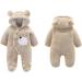 Newborn Cartoon Bear Snowsuit | Baby Winter Coat Footed Romper | Khaki 6-9 Months - Buy Online on SooperMarket.com