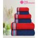 CASA COPENHAGEN 550 GSM 6Pcs Towel Set - Super Soft Egyptian Cotton Towels for Bath, Kitchen & Shower - American Blue & Red - Buy Online on SooperMarket.com