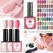 Pink Gel Nail Polish Nail Varnish Set 3 Colors Nude Peach Light Pink Coral Gel Nail Polishes Sets Natural Pale Pink Hot Pink Soak off UV/LED Gel for Christmas DIY Manicure Home Salon Nail Art - Buy Online on SooperMarket.com
