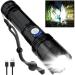BERCOL Rechargeable LED Flashlights High Lumens, 100000 Lumens Super Bright Powerful Flashlights, 5 Modes, Waterproof Flashlight for Emergencies, Hiking Black