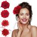 Bofunx 4 pieces Flowers Hair clip Hair clip red flower brooch hair jewelry hair clamp for party wedding halloween carnival masquerade make-up styles-a