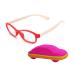 Children's Glasses Frame Without Prescription Clear Lens for Boys & Girls Age 5-12 + Glasses Cases Red + Pink Glasses Cases