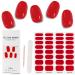 Kalolary 32PCS Cured Gel Nail Polish Strips Adhesive Full Wrap Gel Nail Art Sticker Waterproof Gel Nail Wrap Stickers with Nail File and Stick(UV/LED Lamp Required) (Bright Red)