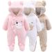 Haokaini Newborn Bear Warmer Snowsuit Cotton Fleece Hooded Romper Jumpsuit for Baby Girls Boys 6-9 Months White 1