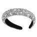 Sibba Rhinestone Headband Padded Hairbands Hair Hoops Accessories Crystal Beaded Jeweled Sparkle Wide Band Handmade Sequin Embellished Headpiece Headwear Party Fashion for Women
