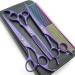 Kingstar Professional Pet Grooming Scissors Set Straight Scissors Thinning Scissors Curved Scissors with Comb case Comb 7 inches 7 inches purple set