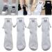 Magnetic Hand Holding Socks Funny Magnetic Suction 3D Doll Couple Socks Unisex Funny Magnetic Hand Holding Socks Couple Holding Hands Socks (2Pair White)