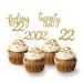 24pcs Feeling 22 Cupcake Toppers Twenty Two Birthday Cake Decorations Cheer to 22 Years Old Theme Party Decoration Supplies (Gold)