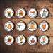 PRECUT Coffee Shop Cupcake Toppers Coffee Shop Theme Coffee Cake Premium Thickness SWEETENED VANILLA - wafer card cake decorations (Pack of 12)
