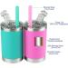 Housavvy 12 Oz Kids Tumblers | Spill-Proof Insulated Stainless Steel Cups with Lids & Straws | BPA-Free Toddler Smoothie Cups in Olive Green/Hot Pink - Buy Online on SooperMarket.com