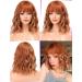 Wokestar Ginger Highlights Bob Wig | Curly Wavy Synthetic Wig with Neat Fringe for Women - Buy Online on SooperMarket.com