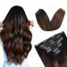 Vlasy Clip in Hair Extensions Human Hair 7 Pieces Clip in Hair Extensions Real Human Hair Seamless Straight Natural Thick Weft Human Hair Clip in Extensions for Women T2/6+2# 16 Inch(80 g) 16 Inch (80 g) T2/6+2#