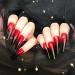 Handcess Coffin Glossy False Nails - Long Black and Red Ballerina Press-On Nails Gradient Acrylic Art Full Cover (24PCs) for Women & Girls - Buy Online on SooperMarket.com