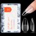 Modelones nail tips 216 piece of full cover nail tips set soft gel tips set pre-buff pmma resin nail tip artificial nails for sticking nail art diy 12 sizes medium almond 216pcs half matte