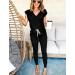 Prettigarden Women's 2 Piece Tracksuit Set - V Neck Short Sleeve Top and Long Pants Outfit Jogger Set in Black, Size Large - Buy Online on SooperMarket.com