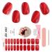 EBANKU 20 PCS Semi Cured Gel Nail Strips Gel Nail Strips Full Wraps Adhesive Gel Nail Stickers with Nail File and Stick(UV/LED Lamp Required)-5 # 5