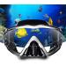 Adult Pano 3 Window Scuba Diving Mask - Anti-Fog Swim Goggles with Nose Cover | Tempered Glass Snorkel Dive Mask for Snorkeling, Freediving, Swimming - Black - Buy Online on SooperMarket.com