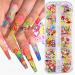 3D Fruit Nail Art Slices Fruit Clay Flakes Nail Charms Color Banana Lemon Strawberry Cherry Watermelon Designs Summer Glitter Nails Accessories Supplies Manicure Shiny Sequin for DIY Crafts 12 Grids Glitters 1