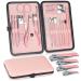 Jupeli manicure set nail care set nail clipper set nail clipper kit set nail set manicure set women stainless steel pedicure set nail care tools nail scissors grooming kit (pink)
