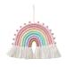 FANXIYA Rainbow Macrame Wall Hanging Decorations for Nursery D cor Kids Bedroom Woven Tassel for Girls& Boys Handmade Playroom Cotton Accessories for Baby Toddler Room (Pink)
