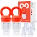 Love Noobs Baby Food Pacifier Feeder 2 Pack Baby Fruit Feeder Fresh Frozen Fruit Feeder and Teether for Infant Teething Toys 4 Extra Food Grade Silicone Baby Pacifier BPA Free Feeding Supplies
