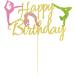 Arthsdite Gymnastics Cake Topper Gymnast Cake Pick for Gymnastics Theme Baby Girl Happy Birthday Party Decorations - Gold Glitter - Buy Online on SooperMarket.com