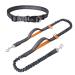 Snocyo jogging leash dogs jogging dog leash for medium -sized and large dogs elastic and reflective dog leash retractable running leash with double handle & waist valve for a dog gray & orange