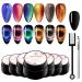 MEET ACROSS 9D Cat Eye Gel Nail Polish Set Chameleon Magnetic Gel Soak Off UV LED 7 Color Gel with Magnet Stick and Brush