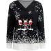 Women's Lightweight Christmas Print Sweatshirt - Loose Fit V Neck Pullover, Snowman Tree Design, Long Sleeve Top - Casual Crew Jersey - Wine (Small) - Buy Online on SooperMarket.com