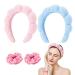 Rovtop SPA Headband for Washing Face  4Pcs Bubble Puffy Face Wash Head band and Wristbands Set for Makeup/Skincare  Non-slip Terry Towel Cloth Skin Care Make up Versed Hair Band for Women (Pink+Blue)