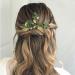 Emerald Green Rhinestone Gold Leaf Wedding Hair Pins - Pack of 3 | Bridal Hair Accessories for Women Girls - Buy Online on SooperMarket.com