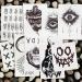 Oottati Waterproof Halloween Temporary Tattoo Stickers - 9 Sheets Black Skull Eye Devil Sun Moon Totem - Buy Online on SooperMarket.com