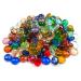 Meschett 50PCS Mini Glass Gems,Mixed Colour Mancala Stones Flat Bottom Marble Beads for Home Decorative Art Craft Vase Filler(0.5"0.7") Mix 50pcs