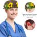 Nurse Scrub Caps - Sunflowers White Wooden Working Cap with Button and Bow Hair Scrunchie - Buy Online on SooperMarket.com