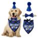 Dog Birthday Hat Bandana Set Dogs 3pcs Dog Birthday Tie Dog Birthday Party for Boy Girl Puppy Cat Pet Blue