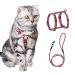 Petom flower pattern cat dishes with a leash cat line with dishes for cats for cats with a round lanyard breakout adjustable chest strap Suitable for small and medium -sized cats (S red) S red