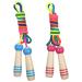 Qetlavee jumping rope children 2 pieces 220cm adjustable rope jumping Jump Rope with wooden handle skipping rope beginning of school gifts for boys and girls jump rope for children from 6 8 10 years blue+pink handle