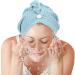 Buy Hair Drying Towel Turban - Waffle Button Wrap for Long Hair | Women's Shower Hair Wrap - Blue - Buy Online on SooperMarket.com