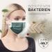 Dark Green Disposable Face Masks - 100 Pack | Made in Germany | CE Certified, Type IIR | Breathable Triple Layer, 99.78% Filtration | Elastic Earloops, Adults | 17.5cm x 9.5cm - Buy Online on SooperMarket.com