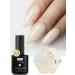 YTD Likomey Nude Gel Nail Polish,15ml Gold Foil Milky White Translucent French Jelly Light White Skin Tone UV Nail Gel Polish Varnish Milky White Gold Foil