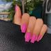 Hot Pink Medium Length Press On Nails Kit - 24PCS Square Fake Nails Set for Women - Summer Acrylic Glue On Nail Extensions - Buy Online on SooperMarket.com