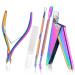 Acrylic Nail Clipper 5 in 1 Kit with Glass Nail File Cuticle Trimmer Nipper and Cuticle Pusher Nail Gel Polish Remover Stainless Steel Professional Manicure Pedicure Christmas Gifts(Colorful)