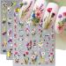 Dornail 3 Sheets 5D Embossed Bronzing Nail Stickers Floral Nail Decals Spring Flower Grass Bird Nail Art Stickers Colorful Flower Stickers for Nails Women Manicure Decor Nail Accessories