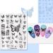 RUNRAYAY Nail Stamping Plates Butterfly Theme Nail Art Plate Stainless Steel Design Stamp Template for Printing Stencil Tools