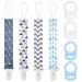 Aolso Silicone Dummy Clips Adapter 4pcs Baby Pacifier Chain with 4pcs Adapters Silicone Ring Adapter Baby Pacifier Holder Soother Clip Chain Straps Baby Teething Toys(Grey) 4pcs-blue/white/grey