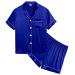 SWOMOG Kids Silk Pyjamas Girls Boys Short Sleeve Satin PJs Sets Button-Down Silky Nightwear Children Sleepwear Teens Age 4-16 6-7 Years Blue