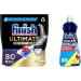 Bundle of Finish Ultimate Infinity Shine 80 Dishwasher Tablets Original + Finish Dishwasher Cleaner Rinse Aid | Scent : Lemon | Size : 400ml | for Ultimate Clean and Diamond Shine