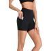 Oalka Women's High Waist Yoga Shorts with Side Pockets - Black - Size Medium - Buy Online on SooperMarket.com