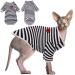 Hairless cat cotton clothing breathable summer t-shirts streak vest pet clothing soft skin-friendly skin-friendly cat clothing cat pajama jumpsuit for sphynx cornish rex devon rex xs (2.2-3.3lb) blue